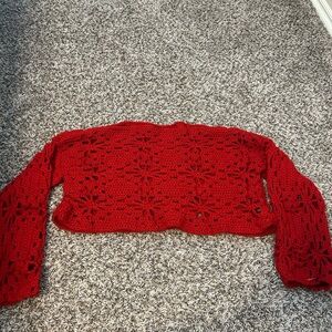 Red Hand Crochet Sweater